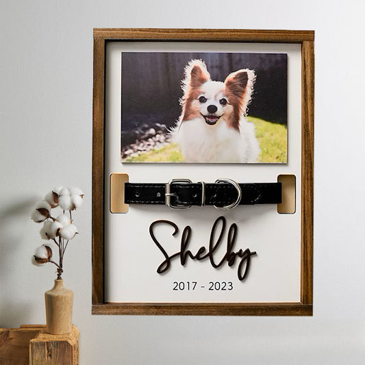 Pet Memorial Picture Frame with Collar Holder Custailmize